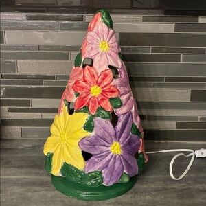 Floral  Ceramic Lamp with Colorful Flowers